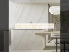 Yüksek leke direnci Düzleştirilmiş Mermer Görünüm Mermer Tasarımı ve Düzleştirilmiş Kenarlı Porselen Kelepçesi