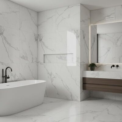 Banyo Uygun Mermer Görünüm Porselen Plak Modern Stil Gerçek Mermer Etkisi ve Güçlü Malzeme ile Bina Dekorasyonu Çözümü Sağlayan